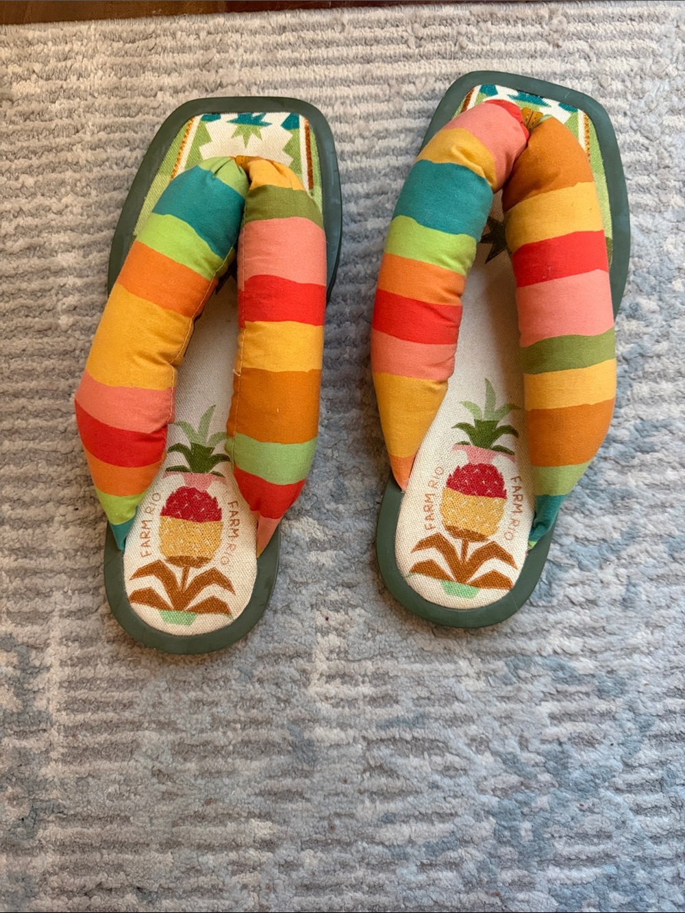 Farm Rio Pineapple Puffy Flip Flops